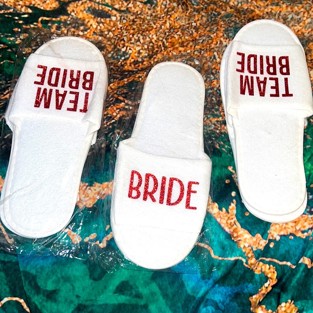 3 pairs of bride/ team bride slippers